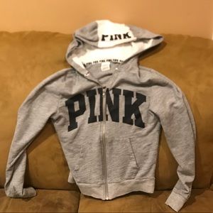 PINK grey and white zip up